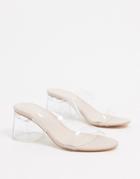 Public Desire Aries Mules With Clear Detail In Beige-neutral