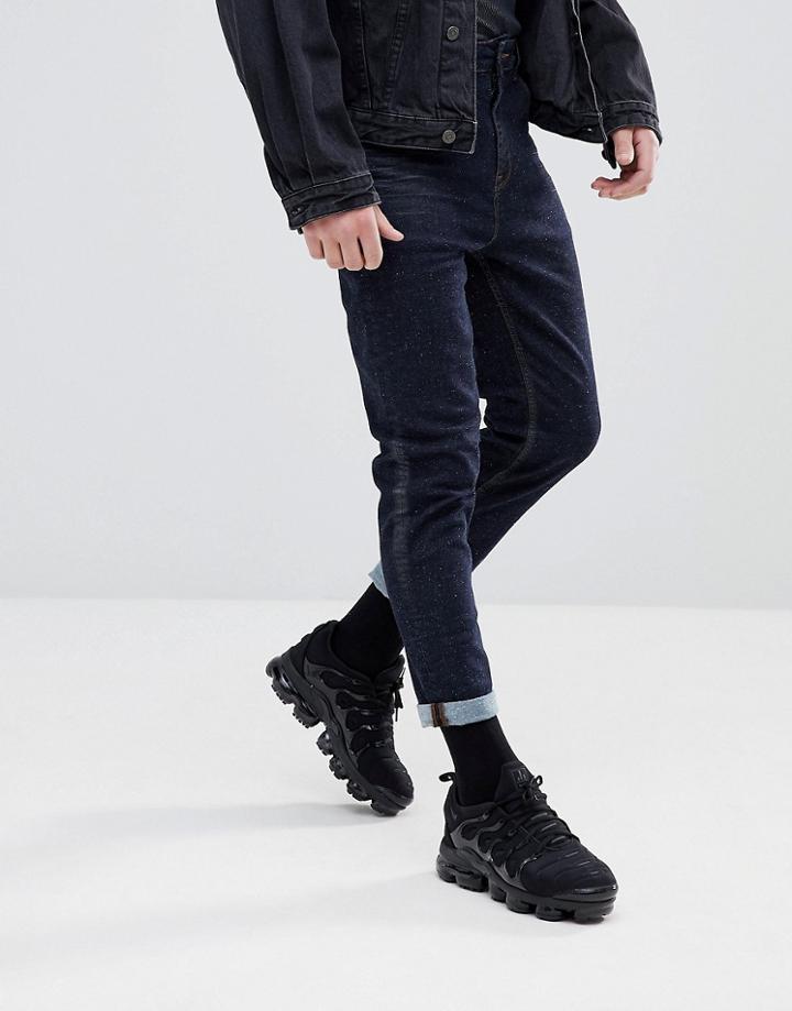 Asos Tapered Jeans In Indigo With Nep - Blue