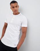 Abercrombie & Fitch Muscle Slim Fit Henley T-shirt Rib Cuff Garment Dyed In White - White
