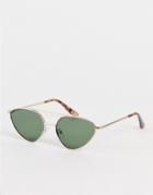 Topshop Metal Cateye Sunglasses With Brow Bar-gold
