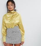 Sister Jane Petite Drapey Blouse In Satin - Yellow