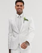 Asos Design Wedding Skinny Tuxedo Jacket In White Jacquard-cream