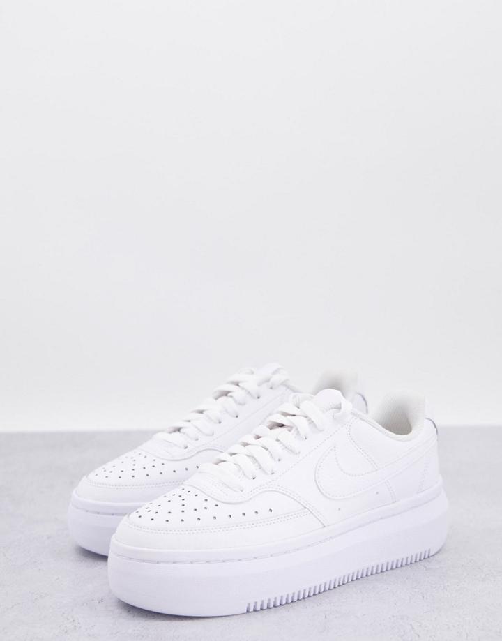 Nike Court Vision Alta Platform Leather Sneakers In Triple White