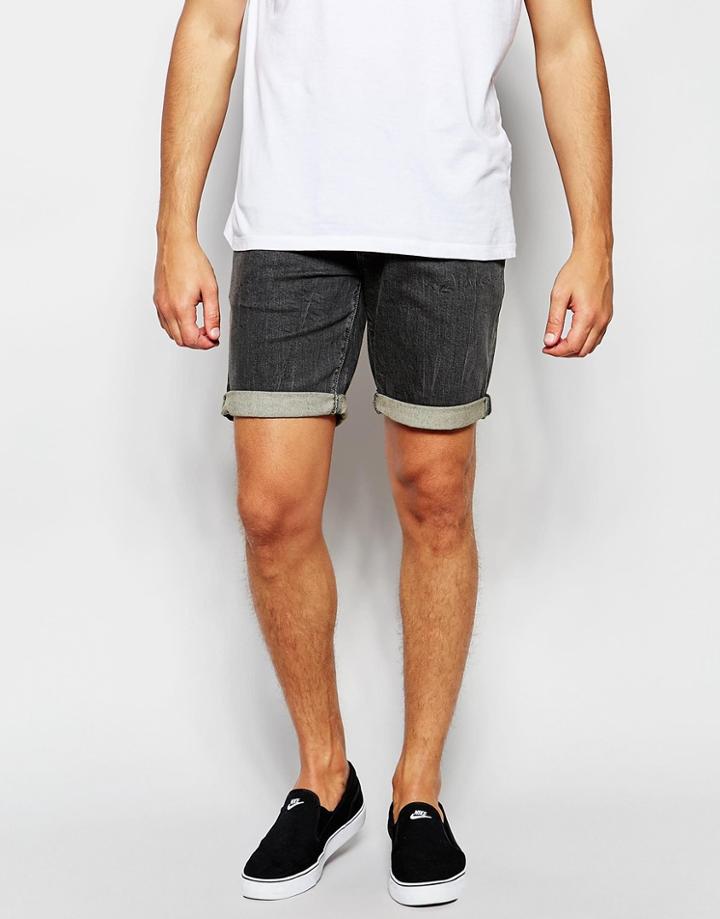 Asos Denim Shorts In Skinny Mid Gray - Mid Gray