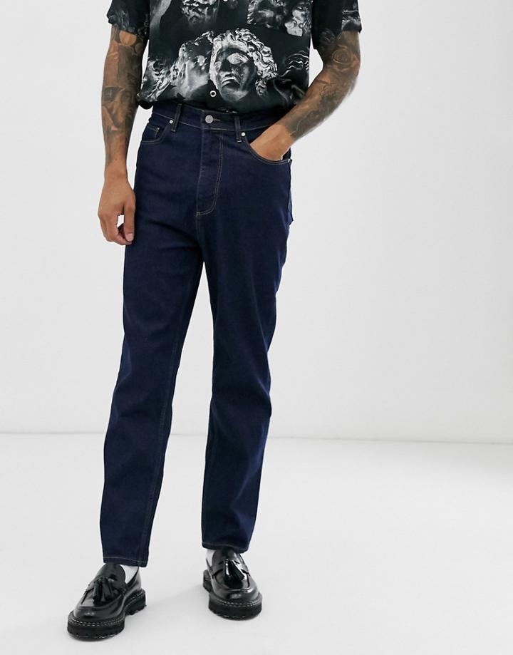 Asos Design High Waisted Jeans In Indigo - Blue
