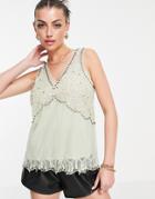 River Island Embellished Tank Top In Green