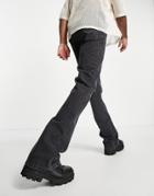 Asos Design Flare Jeans In Black Wash