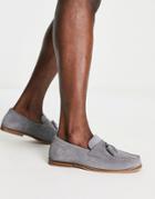 Schuh Rich Tassel Loafers In Gray Suede