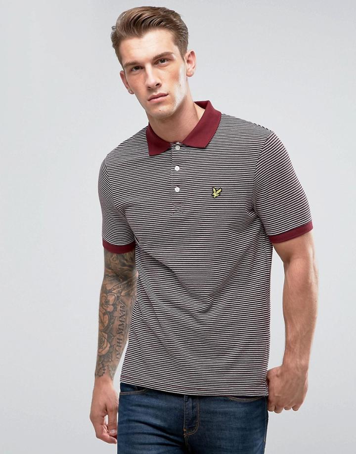 Lyle & Scott Stripe Logo Polo Shirt Burgundy - Red