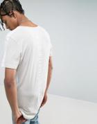 New Look Longline T-shirt With Back Print In Stone - Stone