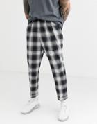 Asos Design Smart Tapered Gray Check Pants With Pleats