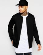 Asos Jersey Bomber Jacket With Gold Zips - Black