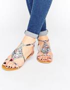 London Rebel Embellished Flat Sandals - Multi