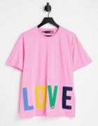 Love Moschino Big Love Logo Oversized T-shirt In Pink