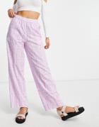 Vero Moda Wide Leg Pants In Lilac Print - Part Of A Set-purple