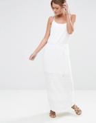 Oasis Lace Hem Chessecloth Dress - White