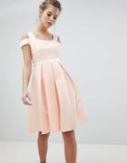 Vesper Skater Dress With Strap Detail-pink