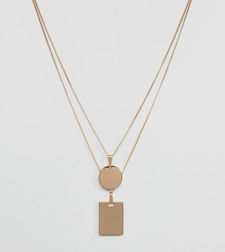 Asos Vintage Style Square Pendant And Coin Multirow Necklace - Gold