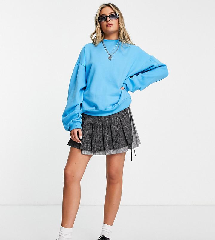 Bershka Oversized Basic Sweat In Blue