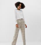Monki Tailored Wide Leg Pants With Check Print In Beige