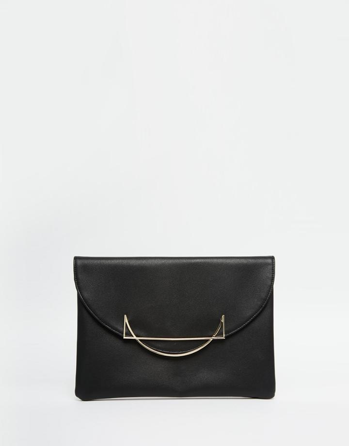 Asos Metal Trim Clutch Bag - Black