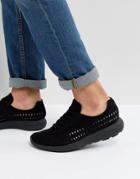 Asos Sneakers In Black Faux Suede With Woven Detail - Black