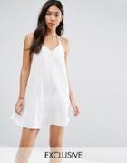 Wolf & Whistle Strappy Back Beach Dress - White