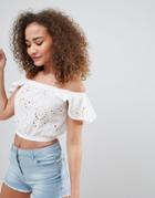 Parsian Off Shoulder Broderie Crop Top - White