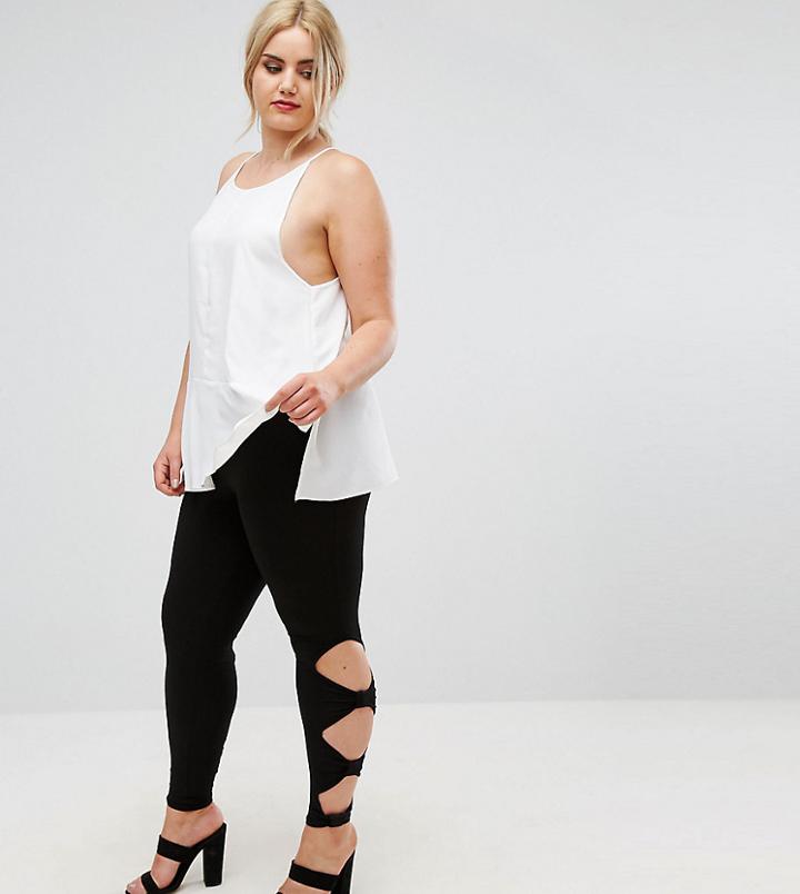Club L Plus Bow Detail Leggings - Black