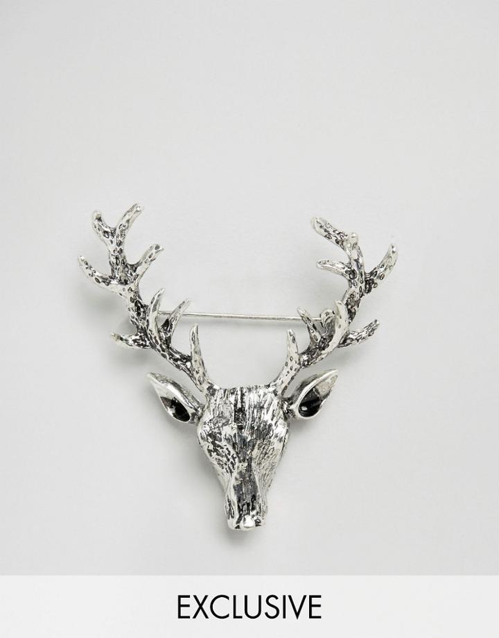 Designb Stag Brooch - Silver