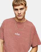 Topman Portland Embroidered T-shirt In Rust-brown