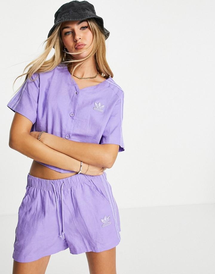 Adidas Originals Baseball T-shirt In Lilac-purple