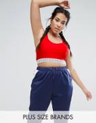One One Three Bralette Top With Tape Logo - Red