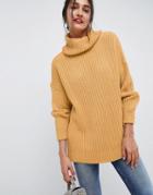 Asos Design Oversized Roll Neck Sweater - Stone