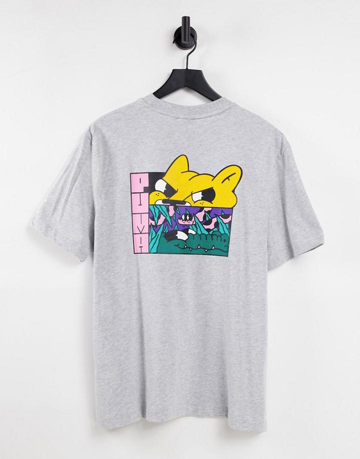 Puma X Aka Boku Logo Back Print T-shirt In Gray-grey
