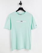 Tommy Jeans Pastel Collection Linear Logo T-shirt In Aqua Coast Green