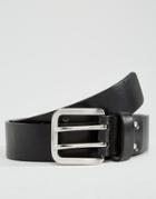Royal Republiq Limit Double Prong Leather Belt In Black - Black
