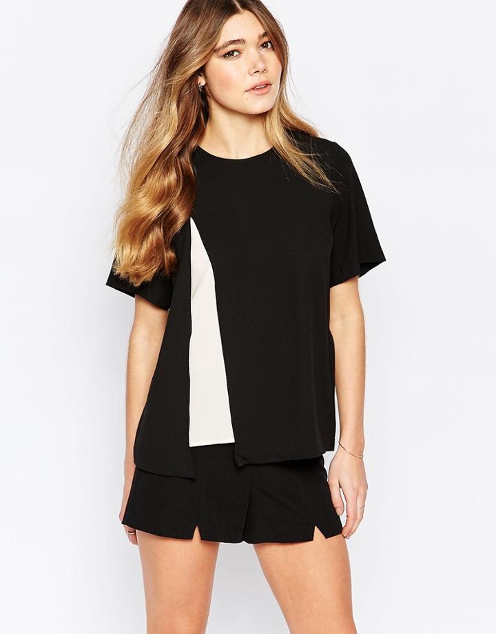 Traffic People Top With Split Front - Black