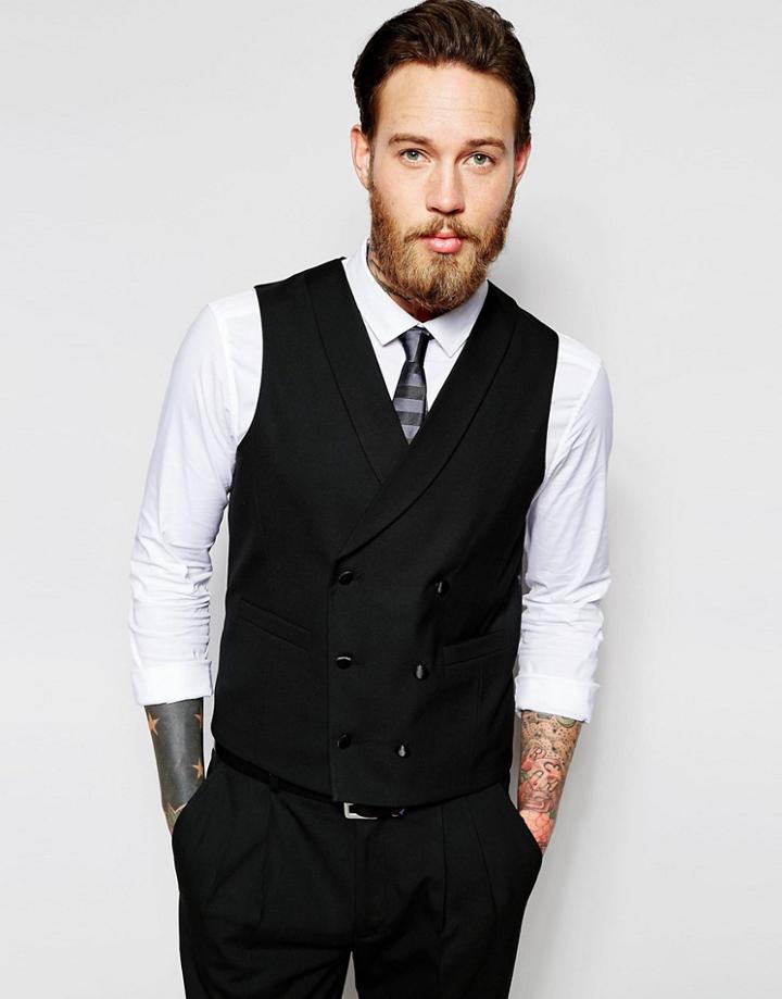 Asos Slim Vest In Black - Black