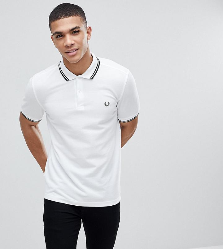 Fred Perry Slim Fit Twin Tipped Logo Polo In White - White
