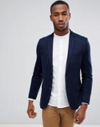 Burton Menswear Slim Jersey Blazer In Navy - Navy