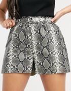 Asos Design Leather Look Short In Snake-multi
