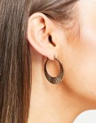 Allsaints Textured Fan Hoops In Gold