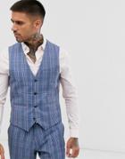 Harry Brown Slim Fit Summer Check Suit Suit Vest - Blue