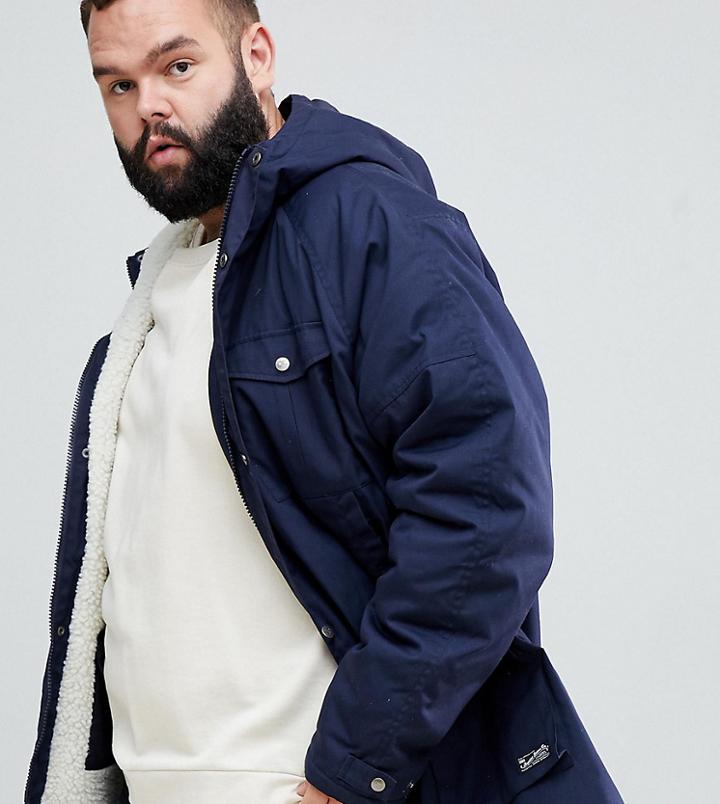 Replika Plus Parka Jacket With Fleece Lining - Blue