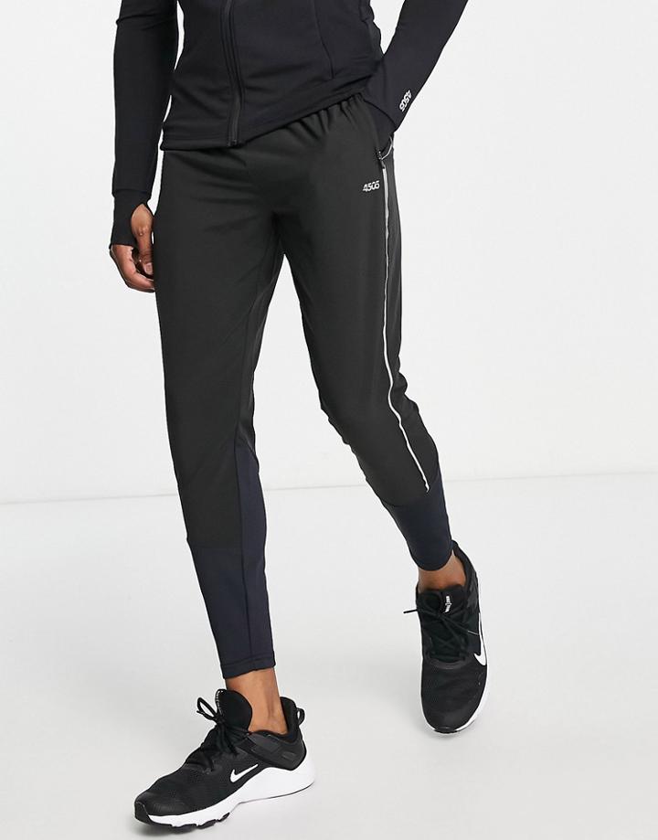 Asos 4505 Woven Hybrid Running Sweats With Reflective Trim-black