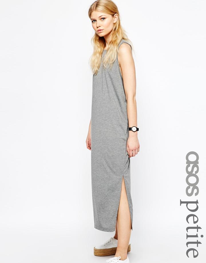 Asos Petite Drop Armhole Maxi Dress - Gray
