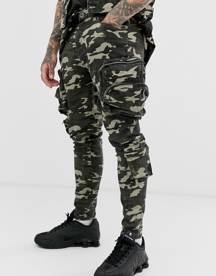 Liquor N Poker Utility Cargo Pants In Camo-green