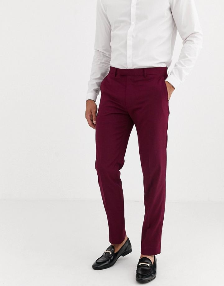 Harry Brown Skinny Fit Stretch Plain Suit Pants-purple