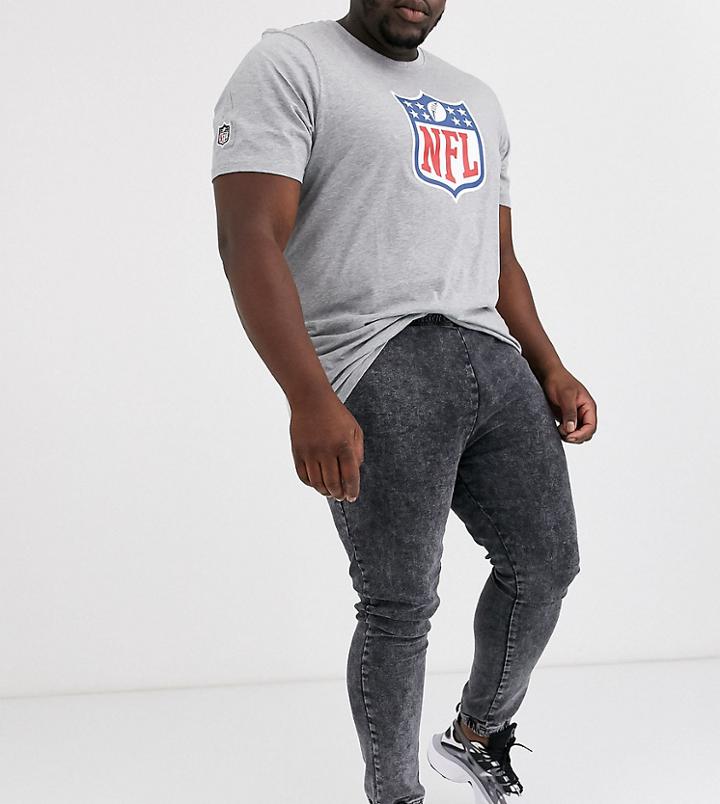 Asos Design Plus Spray On Jeans In Power Strech With Jogger Styling In Acid Gray